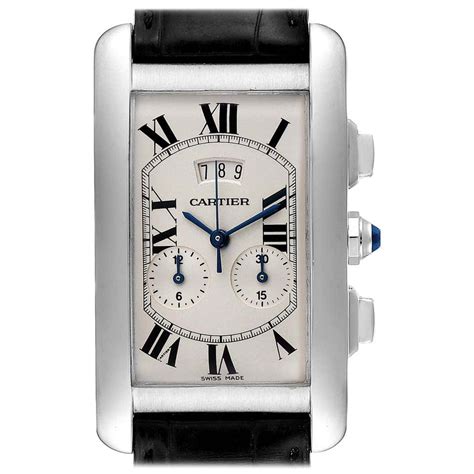 cartier tank americaine white gold chronograph|Cartier Tank americaine with diamonds.